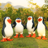 Sculpture de pingouins de taille réelle personnalisée, Statue de pingouins de personnage de Madagascar