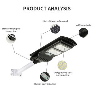 โคมไฟถนน LED พลังงานแสงอาทิตย์แบบรวม ABS IP65 สำหรับภายนอกอาคาร ดีไซน์ออลอินวัน 6000K แสงเดย์ไลท์ ปรับความสว่างได้ ไฟถนนสำหรับสวน WZ - Product Image 5