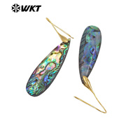WT-MPE157 exquis naturel ormeau coquille dames boucles d'oreilles couleur or longue forme de goutte d'eau en gros femmes beaux bijoux