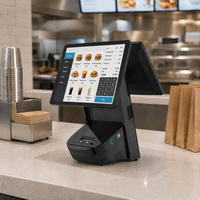 Sistem POS All-in-One dengan Printer Terintegrasi, Monitor POS Layar Ganda, Mesin Kasir untuk Restoran, Kafe, Toko Roti