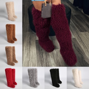 BUSY GIRL <span class=keywords><strong>Stivali</strong></span> in Finta Pelliccia Soffici al Ginocchio, Scarpe Invernali, Calzature da Neve, <span class=keywords><strong>Stivali</strong></span> da Festa Sopra il Ginocchio 72CM, Personalizzabili, All'ingrosso, OEM - Product Image 1