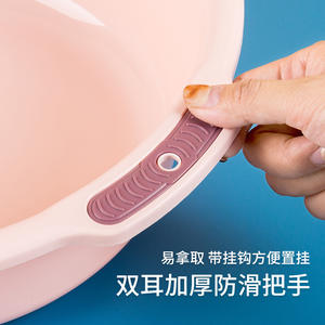 Cuenca de plástico doméstica con doble asa, engrosada, profunda, portátil, para lavandería en dormitorios estudiantiles, 10-15L - Product Image 4