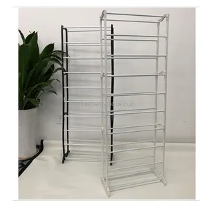 10-Tier Portable Living Room Furniture Metal Shoes Rack Modern Design China Supplier-Iron & Plastic Home Use