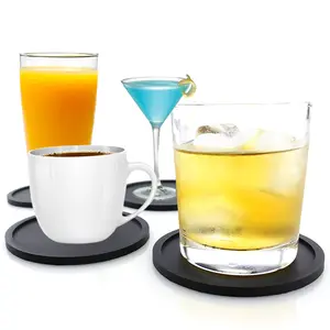 Yongli Set Coaster minuman silikon kustom tatakan gelas antiselip tatakan lembut tahan panas untuk perlindungan meja