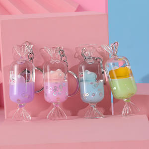 Nuevo llavero de acrílico de cristal de botella flotante bonita de dibujos animados de aceite teñido de macarrón para cadena de teléfono móvil colgante de bolsa de coche - Product Image 5