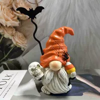 Figurine de gnome d'Halloween personnalisée en polyrésine, décoration de sorcière, squelette, citrouille, faite à la main, pour la maison et les fêtes