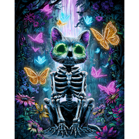 CHENISTORY Peinture par numéros DIY, thème Halloween : Animaux, Crâne, Chat – Dessin et coloriage par numéros pour adultes – Cadeau DIY