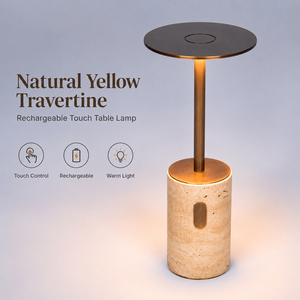 Rechargeable Cordless Natural Stone Table Lamp Modern Touch Control Travertine <b>Night</b> <b>Light</b> for Restaurant & Bar Marble Lamp - Product Image 2