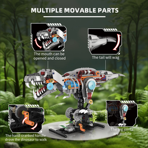 <span class=keywords><strong>Jouet</strong></span> de construction semi-mécanique à manivelle Tyrannosaurus <span class=keywords><strong>Rex</strong></span> avec éclairage, en plastique ABS coloré, coffret cadeau - Unisexe - Product Image 3