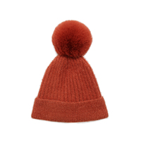 Bonnet en tricot côtelé à revers avec pompon en fausse fourrure, chapeau d'hiver thermique et confortable pour femme, personnalisation du logo possible pour le froid