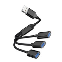 Cable divisor USB/USB C de 1 entrada y 3 salidas, 27 cm |   Adaptador USB 2.0 Tipo C a 3 Puertos Hembra |   Hub de Carga de Datos para PC, Divisor OTG HUB