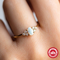Opale synthétique hypoallergénique tendance plaquée or 18 carats en argent sterling S925 pour les fêtes