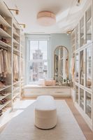 Dressing Glamour Bleu Clair avec Coiffeuse Intégrée et Miroirs