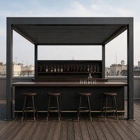 Pergola en aluminium avec toit à lames bioclimatiques, imperméable, moderne, télécommandée, pour l'ombrage des terrasses