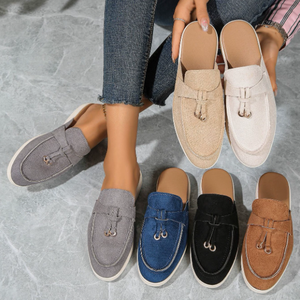 2026 New Fashion Casual Mules Flat Outdoor <b>Soft</b> Artificial Suede Sandals - Product Image 3