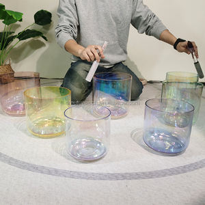 맞춤형 클리어 사운드 볼 쿼츠 디자이너 우주 빛 양자 요법 강화 차크라 컬러 크리스탈 노래 그릇 세트 - Product Image 2