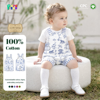 Salopette bébé 100% coton bleue à imprimé animal Toile, salopette pour tout-petits, vêtements personnalisés pour enfants, faible MOQ