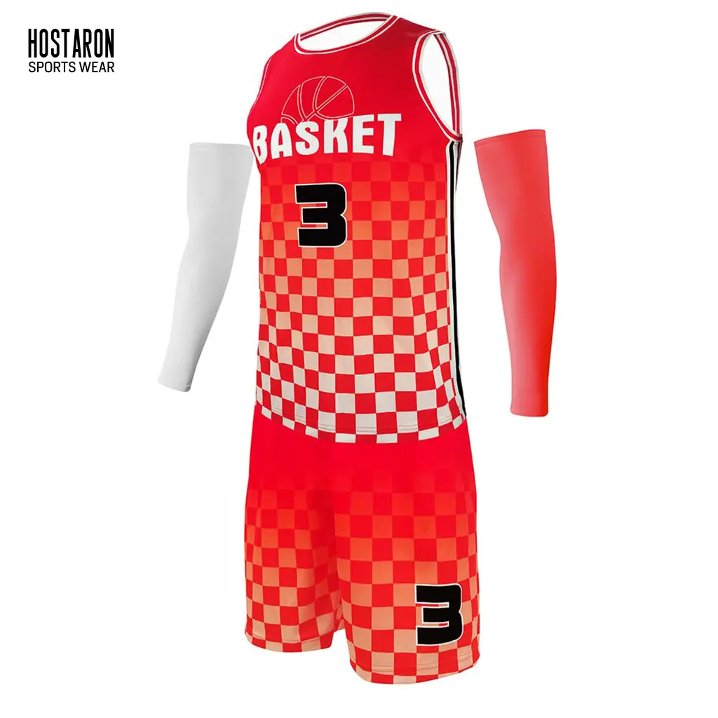 HOSTARON 커스텀 디자인 청소년 농구 저지 세트 통기성 스포츠웨어 완전 승화 뒤집을 수 있는 셔츠 농구 유니폼