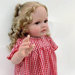 Riesige Baby größe verwurzelt blondes lockiges Haar Soft Touch Silikon Vinyl wieder geborene Baby puppen Realistisches neugeborenes Kleinkind Mädchen - Product Image 4