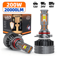 Ampoule de phare LED T4 200W 20000LM Canbus sans erreur H1 H3 H7 H4 H11 4 tubes en cuivre CSP4575 12V 24V 6500K Lumière blanche universelle