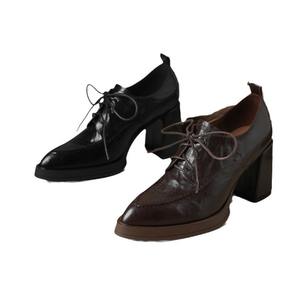 Chaussures à talon épais et bout pointu pour femme en peau de mouton, faites à la main, collection Printemps-Automne 2025 – Qualité supérieure, style tendance, à enfiler - Product Image 6