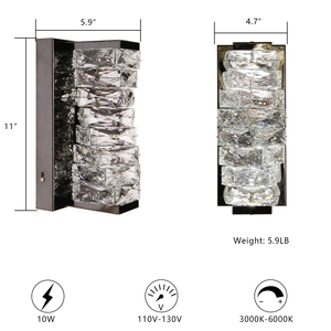 Luces de pared de cristal de lujo Sunsir, candelabro de pared decorativo, lámpara LED negra interior moderna para cabecera, Hogar, baño, sala de estar - Product Image 4