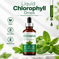 Gouttes de chlorophylle liquide 2 fl oz Saveur menthe poivrée naturelle Formule végétalienne sans OGM sans gluten