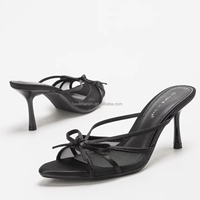 Mules à talons croisés en maille, vente en gros, directement de l'usine, escarpins à bout pointu pour femmes, noirs et roses, personnalisables, chaussures de mariée et de soirée