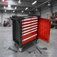 Chariot à outils RTTOOL à 7 tiroirs avec roues et ensemble d'outils, armoire à roulettes multi-tiroirs pour la réparation automobile