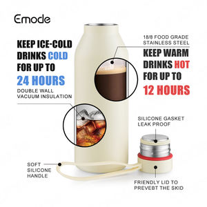 Articles promotionnels Emode Bouteille d'eau en acier inoxydable de 18oz avec sangle, fiole à vide isolée pour garder le chaud et le froid sans BPA Meilleur cadeau - Product Image 4
