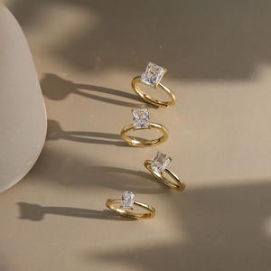 RINNTIN LZR39 corte radiante 8A Zirconia cúbica CZ solitario boda promesa anillos anillo de compromiso de plata para mujer - Product Image 3