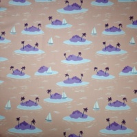 Tissu en popeline de coton 100 % coton imprimé style rétro vintage Fresh Islands pour vêtements – Vente en gros