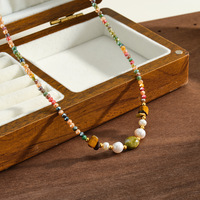 Collier ras du cou minimaliste coloré en acier inoxydable plaqué or 18 carats avec perles, élégant, pour femme, pièce de mode en gros TGXL14102