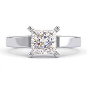 Bague de fiançailles solitaire classique pour femme en or plaqué 18K 14K avec diamant de laboratoire taille princesse, cadeau d'anniversaire pour femme - Product Image 2
