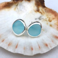 En gros Personnalisé 925 Argent Hawaïen Mer Verre Boucles D'oreilles Givré Pierre Ornements Or Placage Classique Océan Plage Bijoux