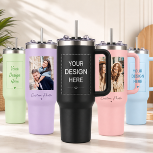 Gobelet isotherme personnalisé 40 oz avec photo, <span class=keywords><strong>tasse</strong></span> de voyage en acier inoxydable avec poignée et paille, idéal pour les cadeaux et l'usage quotidien - Product Image 1