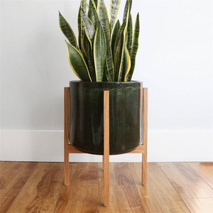 Cilindro <span class=keywords><strong>de</strong></span> logotipo personalizado moderno interior decoración al aire libre casa mercancías macetas/Decoración <span class=keywords><strong>de</strong></span> jardín cerámica pote <span class=keywords><strong>de</strong></span> flor con soporte <span class=keywords><strong>de</strong></span> madera - Product Image 3