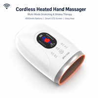 Masseur de poignet et de main avec affichage visuel, rouleau de massage pour la paume, fonctions de chaleur, vibration et airbag, batterie Li, recharge USB