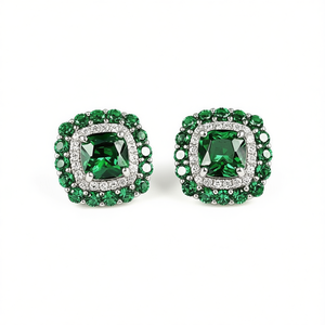 Orecchini a Perno E4639 con Gemma Blu, Montatura Geometrica a Griffe, Gioielli di Lusso per Donna - Product Image 1