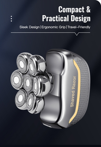 Rasoirs multifonctionnels 7D pour hommes chauves, rasoir électrique rechargeable USB 6 en 1 sans fil pour hommes, <span class=keywords><strong>tondeuse</strong></span> à <span class=keywords><strong>barbe</strong></span>, <span class=keywords><strong>nez</strong></span> et corps - Product Image 5