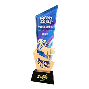 Trofeo de Cristal Metálico Personalizado de 27x8cm para el Año del Caballo, Premios Empresariales con Impresión de Logotipo, Regalo Empresarial - Product Image 5