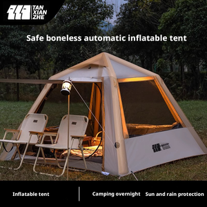 Outdoor Camping Aufblasbares Zelt - Automatisch Aufblasbar Regen-/Sonnenschutz Faltbar Tragbar 2-4 Personen Oxford-Gewebe - Product Image 2