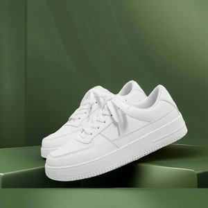 夏の新作メンズスニーカー、通気性抜群で実用的な厚底パンケーキシューズ、レースアップ、PUアッパー、ラバーアウトソール - Product Image 3