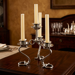 Support de bougies en métal argenté inspiré de l'équipement équestre, 4 bougies, centre de table décoratif, accent de décoration intérieure - Product Image 6