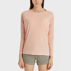T-<span class=keywords><strong>shirt</strong></span> de <span class=keywords><strong>sport</strong></span> pour <span class=keywords><strong>femme</strong></span>, respirant, doux, couleur chair, logo personnalisé, pour la salle de <span class=keywords><strong>sport</strong></span>, le fitness, le yoga, t-<span class=keywords><strong>shirt</strong></span> ample brossé, manches longues - Product Image 4