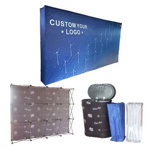 Mur d'affichage portable pliable léger en aluminium pour exposition, avec cadre en aluminium, forme droite, pour toile de fond de média pop, personnalisable par sublimation. - Product Image 1