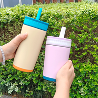 Tumbler Mini Terisolasi 12oz 16oz dengan Tutup Ganda yang Dapat Ditukar, Bagian Dalam SUS304 Hydro Formed dan Bagian Luar SUS201