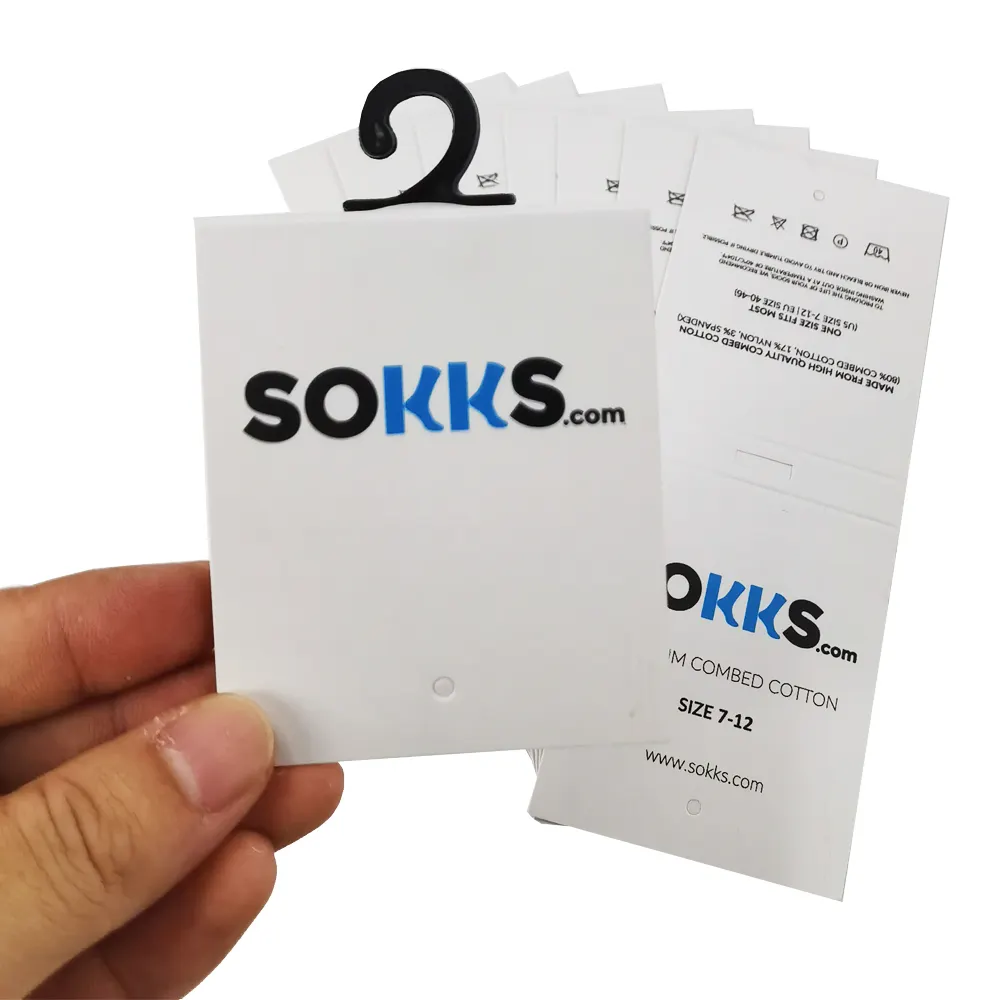 Accept Socks Paper Card Customize Packing White Cardboard Folding Hanging Manual Cardboard Paper Card Printing For Socks Label