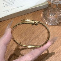 Bracelet manchette articulé en acier inoxydable Resoul Ball Nail, plaqué or 18 carats PVD, étanche, bijou viral
