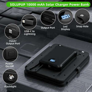 Charge rapide 22,5 W 5 V 20000 mAh, <span class=keywords><strong>batterie</strong></span> solaire pliable en 3 parties avec câbles intégrés pour téléphone portable, panneaux solaires portables d'extérieur - Product Image 5